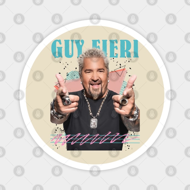 Retro Vintage Guy Fieri Fan Art Design Magnet by Nandin Putri